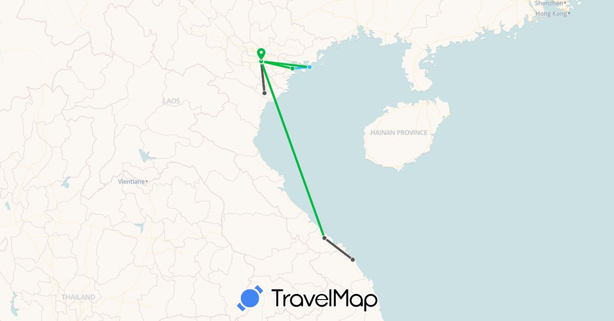 TravelMap itinerary: driving, bus, boat, motorbike in Vietnam (Asia)